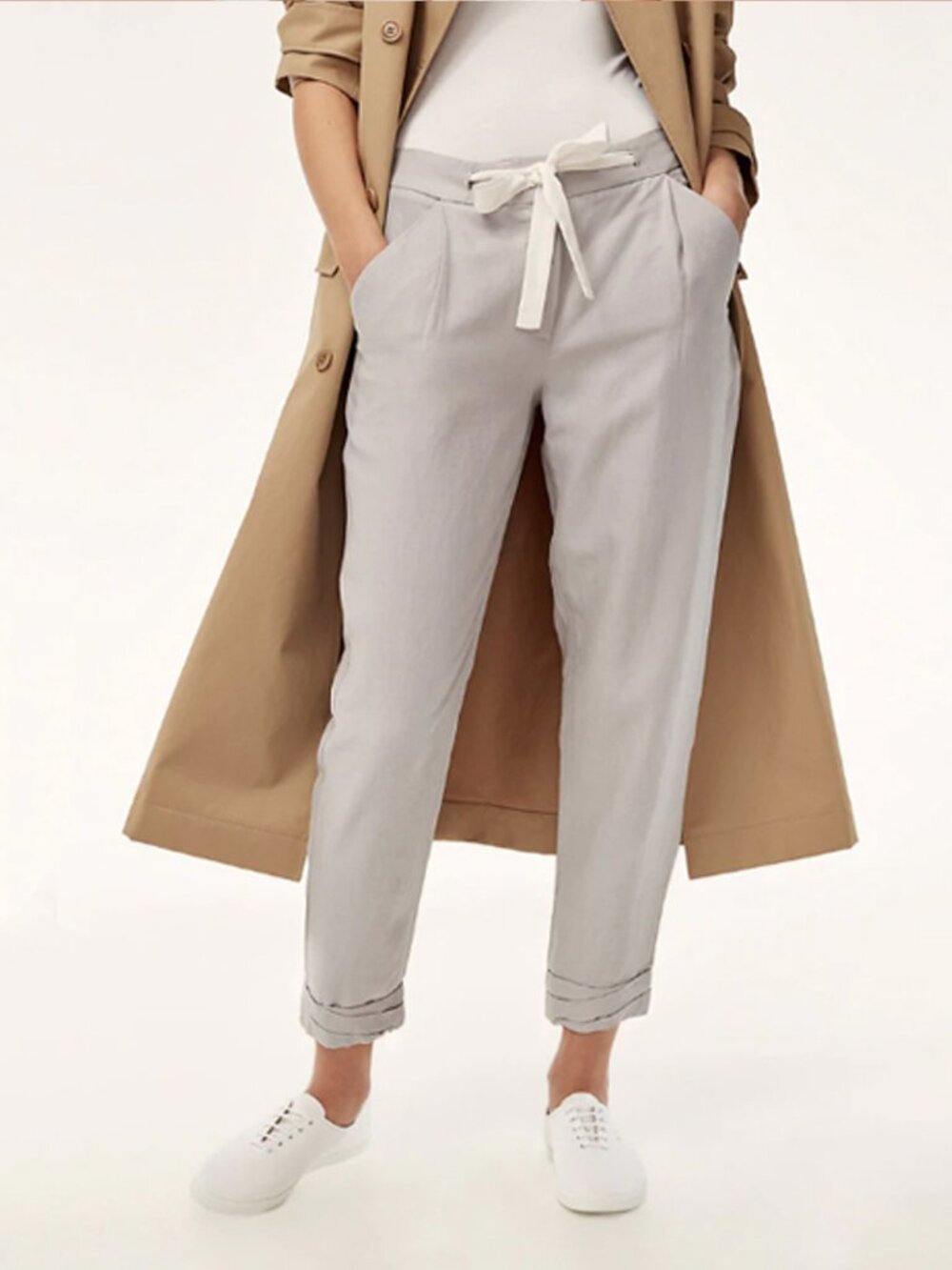Wilfred Linen Allant Pant in Ashen Light Grey, Casual Cropped Summer Pants sz 00